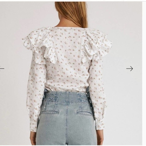 Bailey Ruffle Top White Floral - Picture 2 of 9
